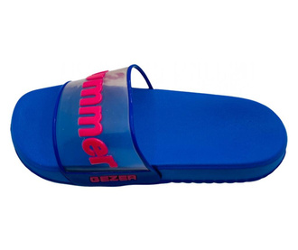 Papuci de dama cu imprimeu Summer, albastri, marime 38, 24.5 centimetri 38 Albastru