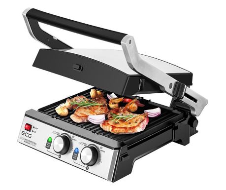 Грил/скара ECG KG 2033 Duo Grill & Waffle, 2000W, Сив/Черен - Код G5398