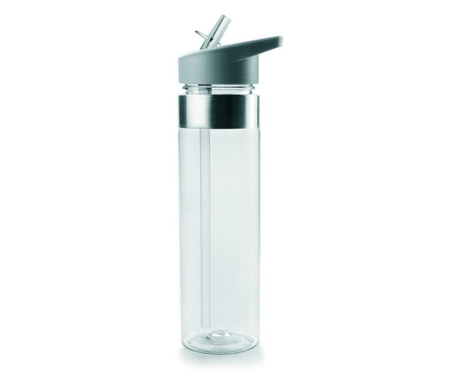 Ibili-Hydration sportvizes palack, tritán/műanyag, 6.5x25 cm, átlátszó/szürke
