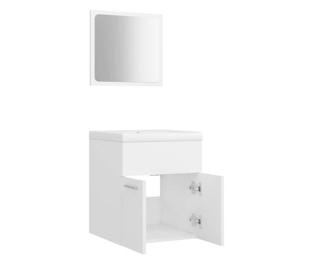 Set mobilier de baie, alb, PAL