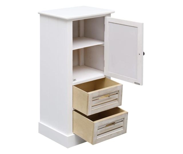 Set mobilier de baie, 5 piese, alb, lemn masiv