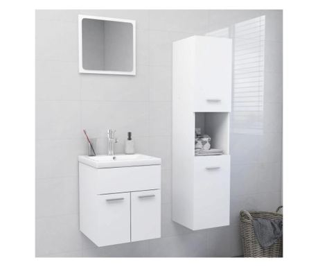 Set mobilier de baie, alb, PAL
