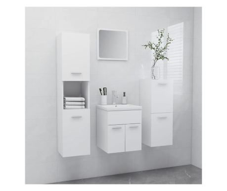 Set mobilier de baie, alb, PAL