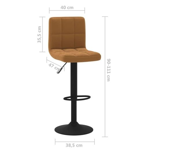 Barski stoli, 2 kosa, rjavi, žamet