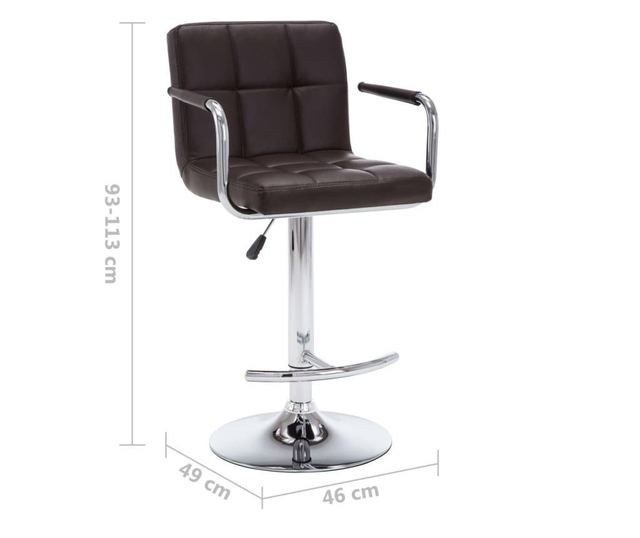 Barski stoli, 2 kosa, rjavi, umetno usnje