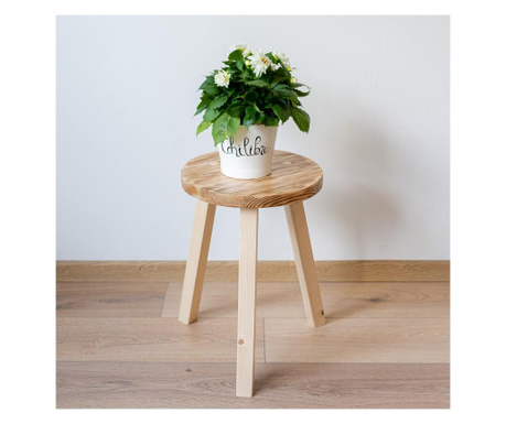 Mini suport pentru plante, D E C O R I S S, tip scaun, rotund, lemn masiv