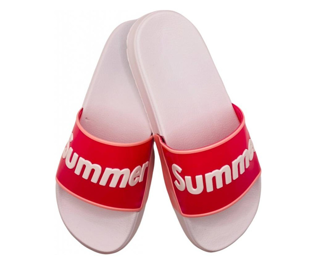 Papuci de dama cu imprimeu Summer, albi, marime 37, 24 centimetri 37 Alb