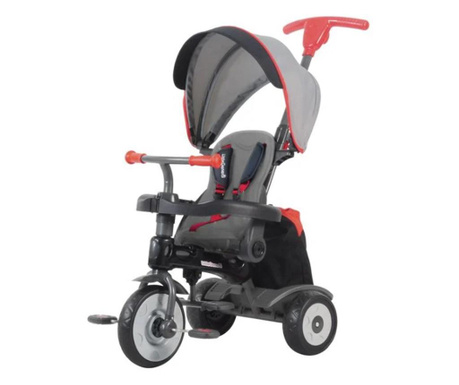 Tricicleta pentru copii, cu pedale, scaun reglabil, maner detasabil si parasolar ajustabil, varsta 10 luni - 3 ani, gri