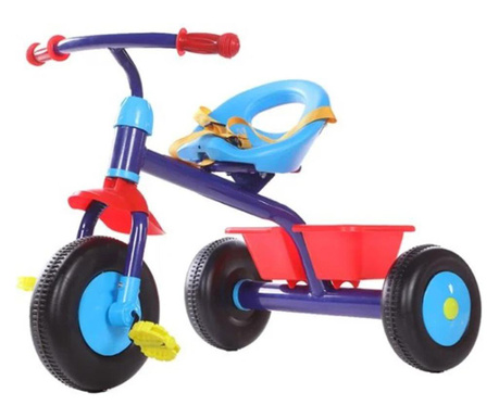 Tricicleta pentru copii, cu pedale, scaun reglabil, curele si cos de depozitare, multicolor, 1-5 ani,