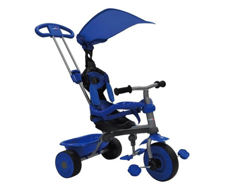 Tricicleta pentru copii, cu pedale, scaun reglabil, curea de siguranta, maner detasabil si ajustabil, varsta 10 luni - 2 ani