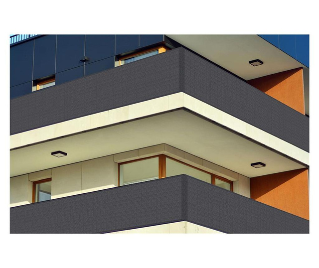 Paravan de balcon impermeabil poliester, 100x600cm, gri inchis
