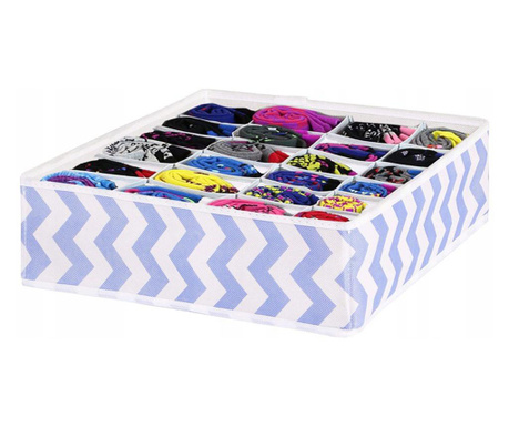Organizator pliabil SPRINGOS, pentru sertar cu 24 compartimente pentru sosete/cravate/curele/lenjerie, 33 x 33 x 10cm, alb/albas