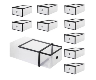 Set 10 cutii organizare Sersimo pentru pantofi, 13x23x33cm, transparent
