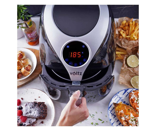 Фритюрник с горещ въздух Air Fryer Voltz V51980D, 1600W, 3.2 литра, Тъч дисплей, Таймер, Черен