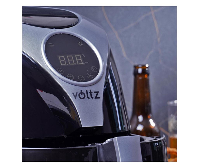 Фритюрник с горещ въздух Air Fryer Voltz V51980D, 1600W, 3.2 литра, Тъч дисплей, Таймер, Черен