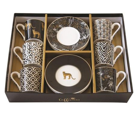 Porcelán espresso csésze+alj 6 személyes - Coffee Mania Savana