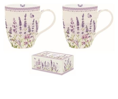 Levendulás Porcelán bögre szett 2db-os dobozban