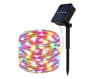 100 micro led-es napelemes dekor fényfüzér, színes, 7m 7m