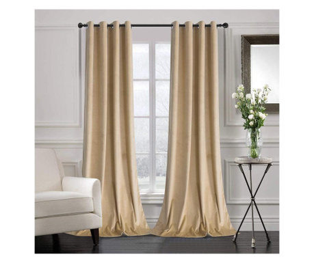 Draperie din catifea cu inele argintii, Madison, 150x265 cm, densitate 700 g/ml, amber gold, 1 buc