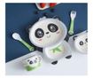 Set de masa din fibra de bambus, pentru copii, farfurie 2 compartimente, bol, cana, furculita si lingurita, Panda GIGI, buz
