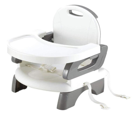 Scaun inaltator de masa, pentru bebe, copii, booster, pliabil si reglabil, gri cu alb, buz