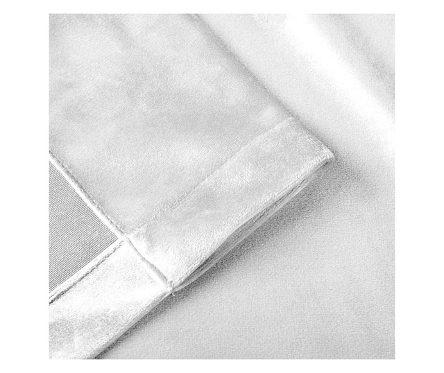 Set draperii din catifea cu inele argintii, Madison, 150x225 cm, densitate 700 g/ml, alb, 2 buc  150 x 225