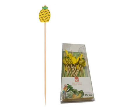 Zestaw 20 ozdób koktajlowych Excellent Houseware, bambus, 12 cm, żółty