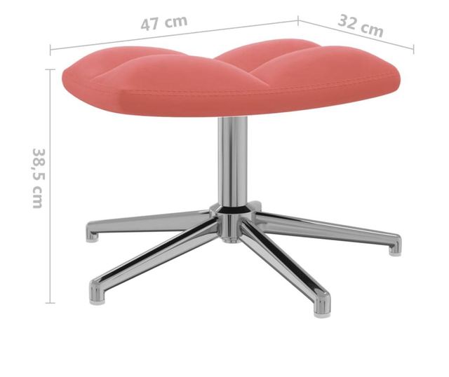 Stolica za opuštanje s tabureom, ružičasta, baršun