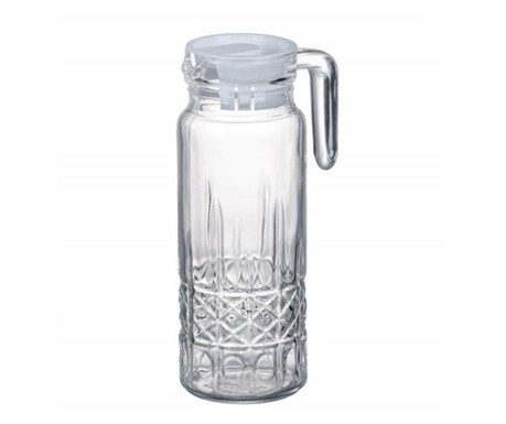 Carafa Pufo Ellegant din sticla pentru apa, limonada sau suc, 1L, transparent