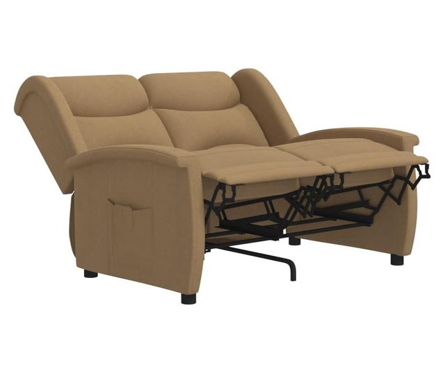 Fotoliu rabatabil cu 2 locuri, gri taupe, textil microfibră - Vivre