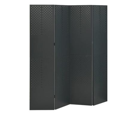 Paravan za sobo s 4 paneli, antracit, 160x180 cm, jeklo