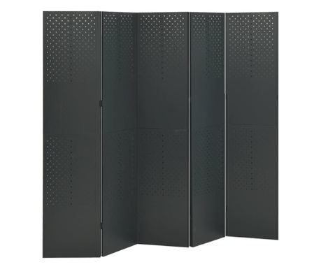 Διαχωριστικό Δωματίου 5 Πάνελ, Ανθρακί, 200x180 εκ., Ατσάλι