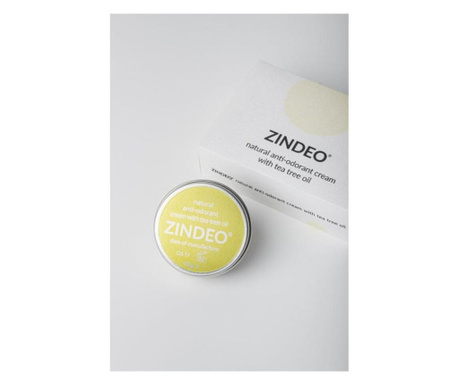 Antiperspirant crema BIO Zindeo Tea Tree, natural 100%, eficienta garantata 3-5 zile, antibacterian, vegan, 8g