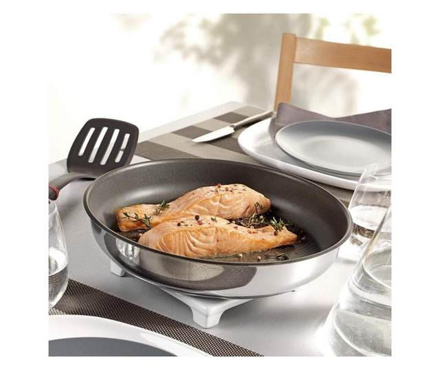 Tefal L9409032 Set tigaie și oale Ingenio, 4 buc, tigaie 28 cm, oală: 20 cm, 2,6 l, inducție, oțel inoxidabil