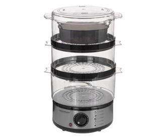 Aragaz cu aburi Esperanza EKG009 Vulcan, Timer, 400W, 7.5 litri, 3 nivele, Inox/Negru