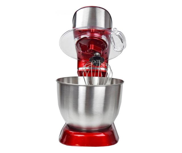 Планетарен миксер с иноксова купа Royalty Line RL-PKM1900.7, 1900W, 6.5 литра, 6 скорости + Pulse, Приставки, Червен