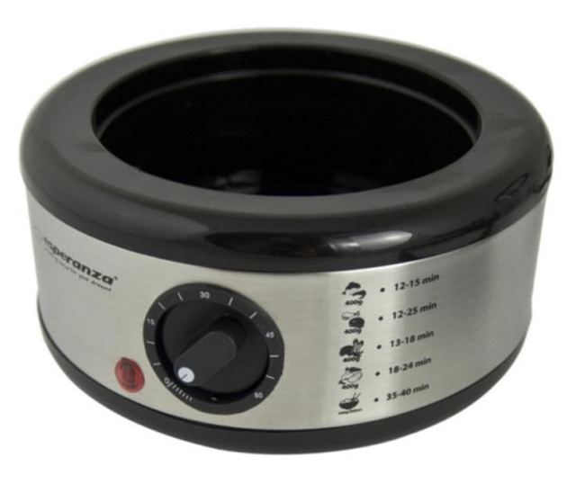 Aragaz cu aburi Esperanza EKG009 Vulcan, Timer, 400W, 7.5 litri, 3 nivele, Inox/Negru