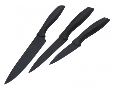 Комплект 3 ножа в кутия Voltz V51633B3G, Незалепващо покритие, Стомана, Черен