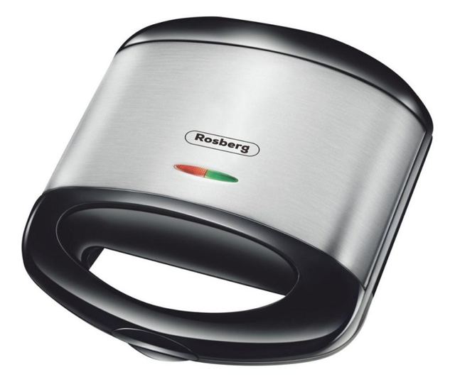 Toaster de paine pentru sandvisuri Rosberg R51442C, 750W, Pentru 2 prajituri Antiaderent, Otel inoxidabil / negru