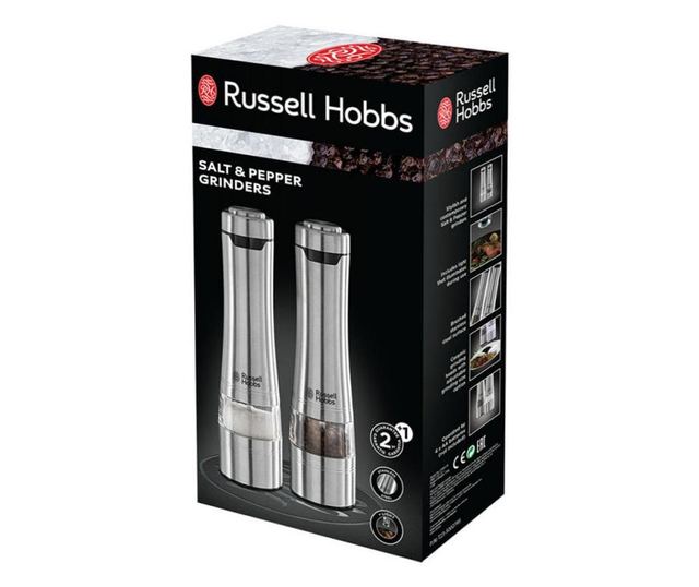 Morile electrice de sare si piper Russell Hobbs Classics 23460-56 Mecanism ceramic LED Otel inoxidabil