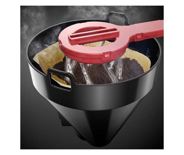 Aparat de cafea russell hobbs victory 24031-56, 1100w, 1,25 l, tehnologie whirltech, timer, rosu / negru