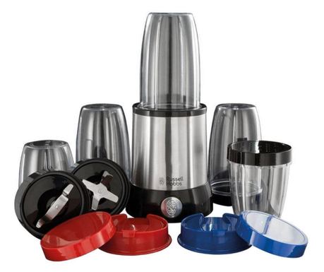 Нутри блендер Russell Hobbs 23180-56 Nutri Boost, 700 W, 15 части,  2 инокс остриета , Сребрист / черен