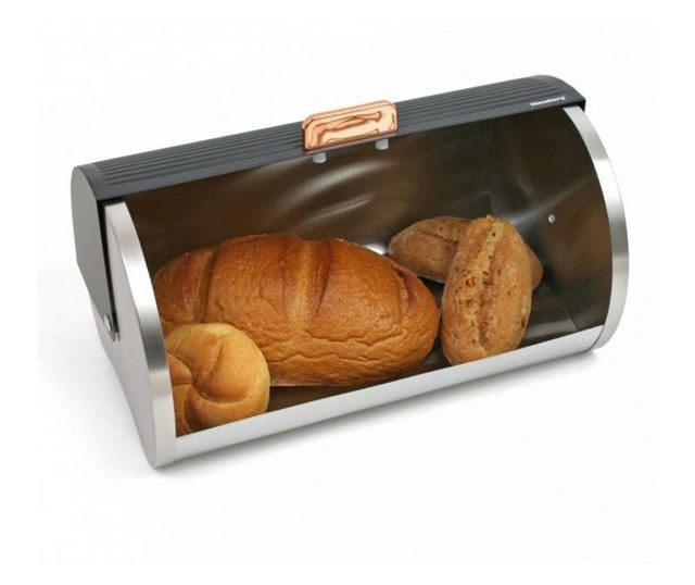 Cutie de paine Klausberg KB 7269, 39 cm, Fara amprente, Metal, Negru/argintiu