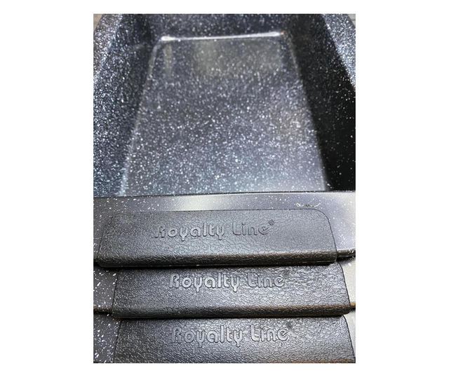 Комплект тави за печене Royalty Line RL-CC3, 3 бр, Мраморно покритие, Силиконови дръжки, Черен