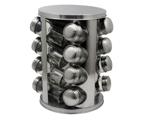 Oliver Voltz OV51217A16 Σετ Δοχεία Μπαχαρικών σε Βάση, 16 τεμ., 4 επίπεδα, Inox
