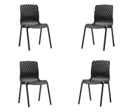 Set 4 scaune balcon RAKI ROYAL culoare neagra, 50x52xh83cm, polipropilena/fibra sticla
