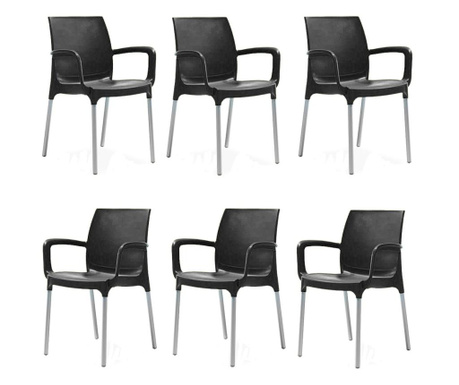 Set 6 scaune terasa RAKI SUNSET culoare neagra 55x58xh82cm
