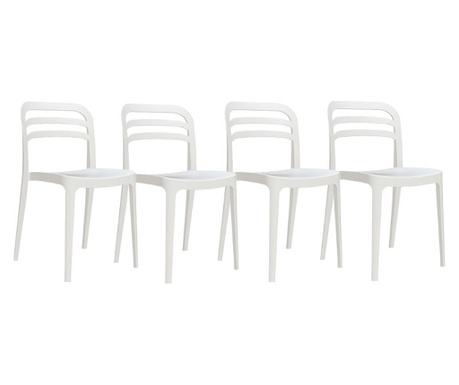 Set 4 scaune bucatarie RAKI ASPEN culoare alb, 43,9x51xh81,7cm, polipropilena/fibra sticla