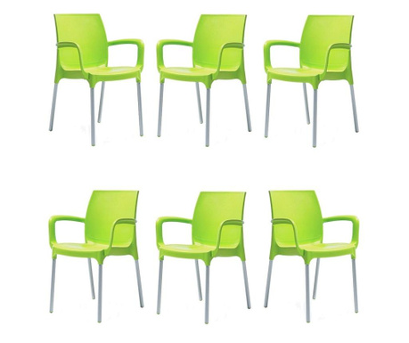 Set 6 scaune curte RAKI SUNSET culoare verde 55x58xh82cm