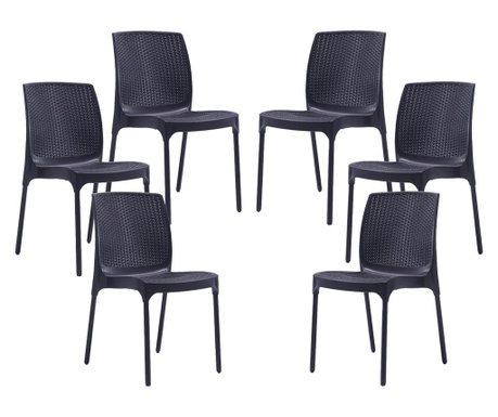 Set 6 scaune terasa RAKI SUNNY RATAN culoare antracit D56xH84xW45xSH45cm polipropilena/fibra sticla